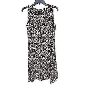 Anne Klein Leopard Print Dress Women 6 Brown Black White Sleeveless Baddie Chic